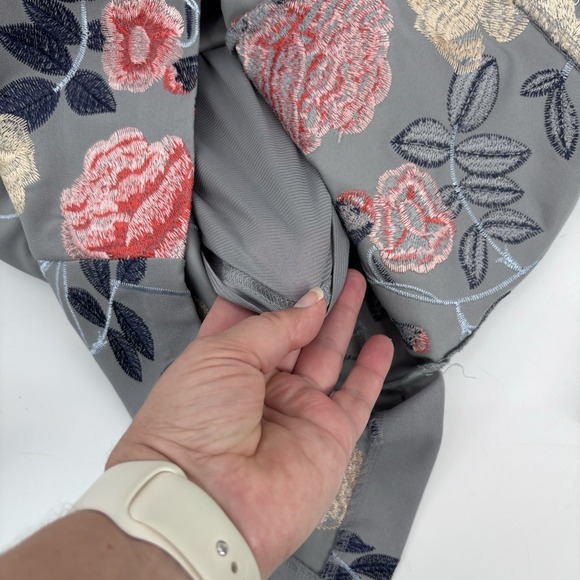 Eci NY Blue Embroidered Floral Pencil Skirt Women's Medium Romantic Academia - Picture 9 of 9